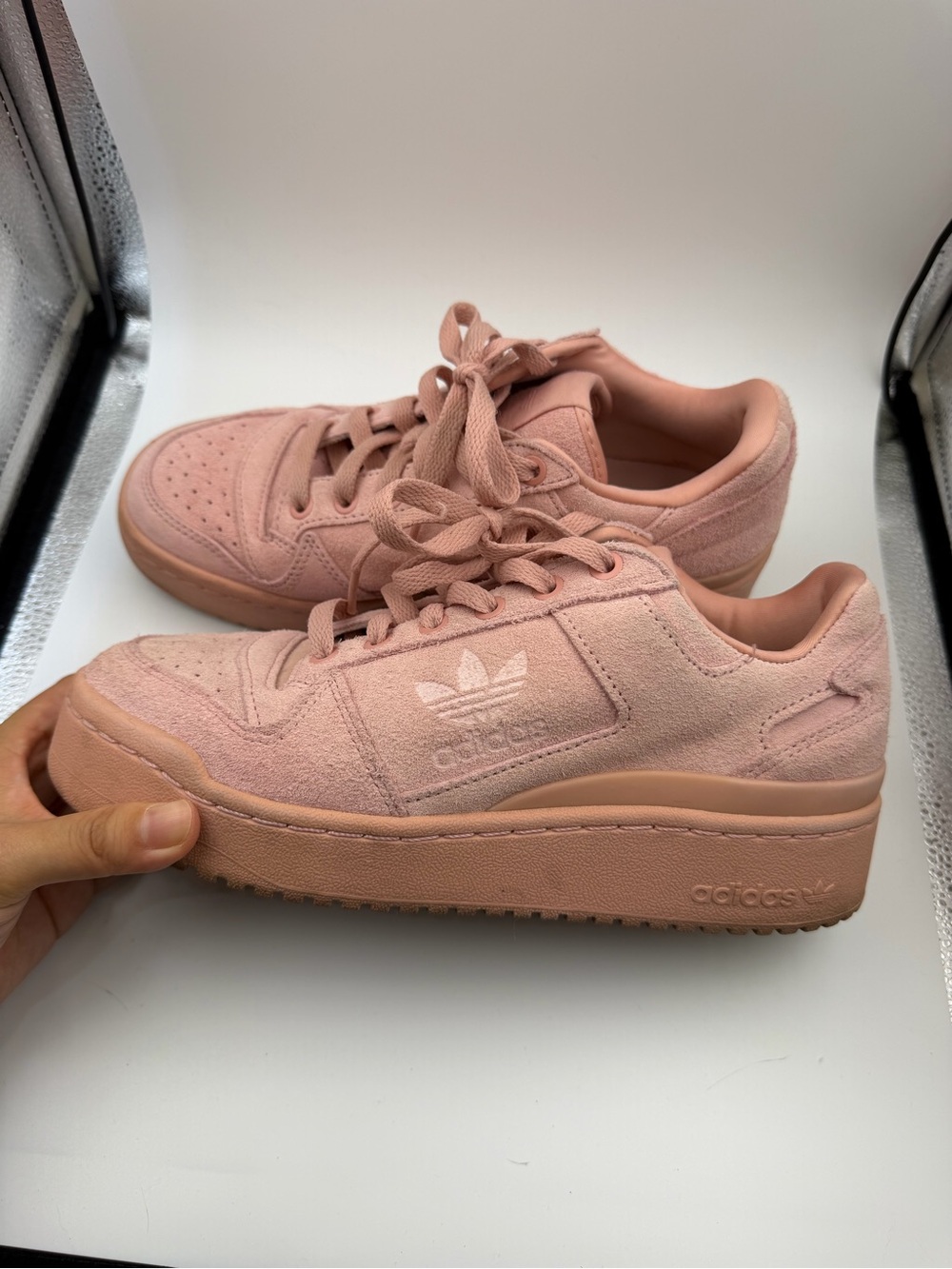 adidas Pink Suede Platform Sneakers